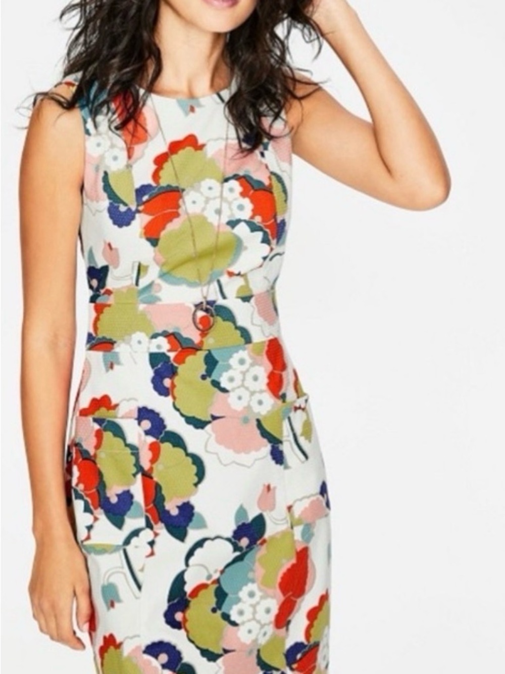 Boden Sleeveless Midi Dress in Multi Floral Print